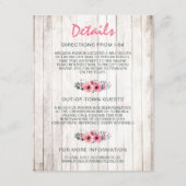 Rustiek hout bloemenland bruiloft details invoegen informatiekaartje (Voorkant)