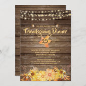 Rustiek hout bloemenstring verlichting Friendsgivi Kaart (Voorkant / Achterkant)