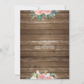 Rustiek hout Blush roze bloemig en kant bruiloft Kaart (Achterkant)