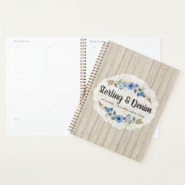 Rustiek Hout & Boheemse Bloemschildering met Water Planner