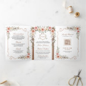 Rustiek Hout Boho Bloemen Alles in Een Bladerdak H Drieluik Uitnodiging (Binnen)