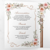 Rustiek Hout Boho Bloemen Alles in Een Bladerdak H Drieluik Uitnodiging (Binnenzijde eerst)