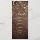Rustiek Hout Boho Bloemen Bruiloft Menu (Voorkant)