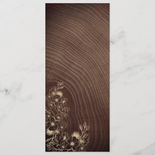 Rustiek Hout Boho Bloemen Bruiloft Menu (Achterkant)