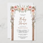 Rustiek Hout Boho Bloemen Foto Canopy Baby shower Kaart (Voorkant)
