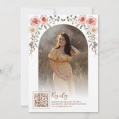 Rustiek Hout Boho Bloemen Foto Canopy Baby shower Kaart (Achterkant)