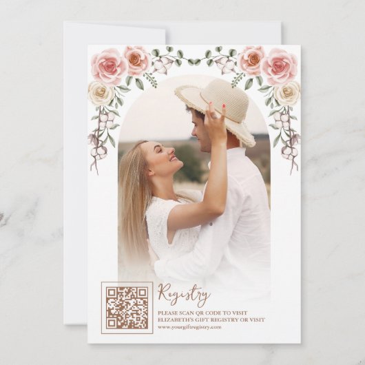 Rustiek Hout Boho Bloemen Foto Canopy Vrijgezellen Kaart (Achterkant)