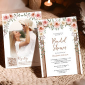 Rustiek Hout Boho Bloemen Foto Canopy Vrijgezellen Kaart