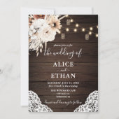 Rustiek hout Boho bloemen herfst bruiloft Kaart (Voorkant)