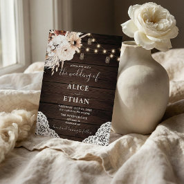 Rustiek hout Boho bloemen herfst bruiloft Kaart