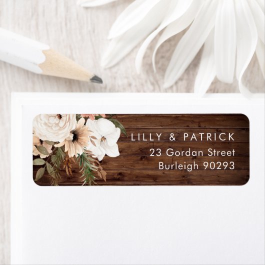 Rustiek Hout Boho Bloemen Retouradres Bruiloft Etiket (Insitu)