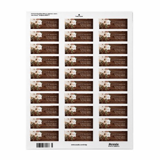 Rustiek Hout Boho Bloemen Retouradres Bruiloft Etiket (Full Sheet)