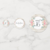 Rustiek Hout Boho Bloemen Zoet 16 Verjaardag Confetti (Achterkanten)