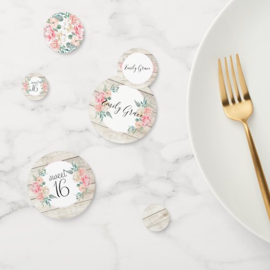 Rustiek Hout Boho Bloemen Zoet 16 Verjaardag Confetti (Groep)