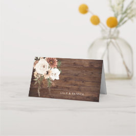 Rustiek hout Boho bloementerracotta bruiloft Plaatskaartje