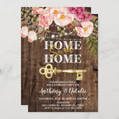 Rustiek hout Boho Floral Housewarming Kaart (Voorkant / Achterkant)