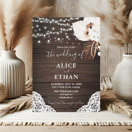 Rustiek Hout Boho Gedroogde Bloemen Huwelijk Kaart