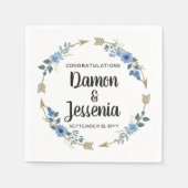 Rustiek hout Boho pijlen & blauwe bloemenbruiloft Servet (Voorkant)