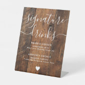 Rustiek Hout Boho Schuur Signature Drinken Reclamebord Met Voetstuk (Voorkant)