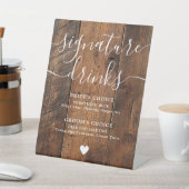 Rustiek Hout Boho Schuur Signature Drinken Reclamebord Met Voetstuk (Insitu)