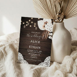 Rustiek hout Boho tropische bloemen zomer bruiloft Kaart