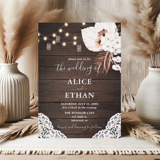 Rustiek hout Boho tropische bloemen zomer bruiloft Kaart