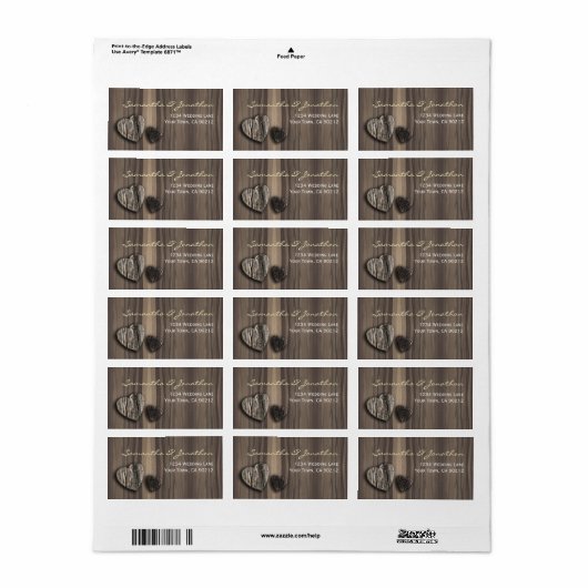 Rustiek hout boom schors hart etiket (Full Sheet)