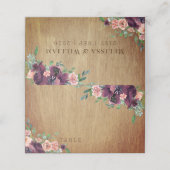 Rustiek hout bordeaux bloesem bruiloft plaatskaartje (Buitenkant ongevouwen)