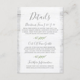 Rustiek hout & Botanisch blad Details / Routebesch Informatiekaartje