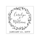 Rustiek hout & Botanische bladeren Bruiloft Statio Rubberstempel (Afrduk)