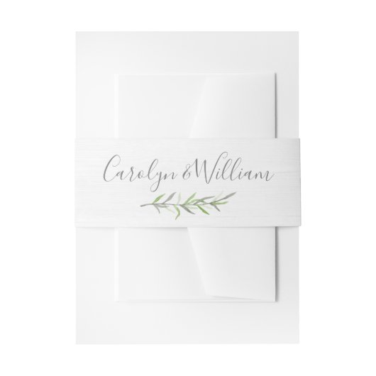 Rustiek hout & Botanische bladeren Bruiloft uitnod Uitnodigingen Wikkel (Voorkant Voorbeeld)