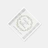 Rustiek hout & botanische bladeren krans bruiloft servetten (Hoek)