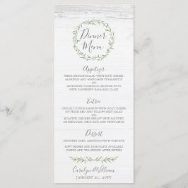 Rustiek Hout & Botanische bladeren Krans Diner Men Menu