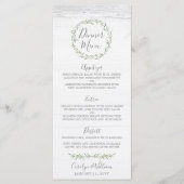 Rustiek Hout & Botanische bladeren Krans Diner Men Menu (Voorkant)