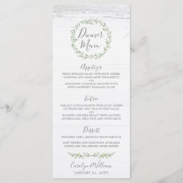 Rustiek Hout & Botanische bladeren Krans Diner Men Menu