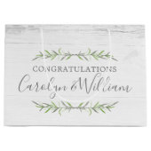 Rustiek hout & botanische bruiloft gefeliciteerd groot cadeauzakje (Voorkant)