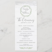 Rustiek hout & Botanische krans bruiloft programma Programmakaart (Voorkant)