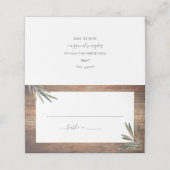 Rustiek Hout Botanische Waterverf Kruid Wedding Plaatskaartje (Buitenkant ongevouwen)