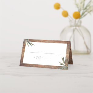Rustiek Hout Botanische Waterverf Kruid Wedding Plaatskaartje