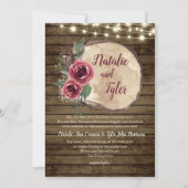 Rustiek Hout Bourgogne Bloemen|Boomplak Lichten We Kaart (Voorkant)