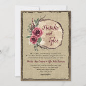 Rustiek Hout Bourgogne Bloemenplak Wedding Kaart (Voorkant)