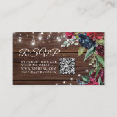 Rustiek Hout Bourgogne Bloemenverlichting Bruiloft Informatiekaartje (Voorkant)