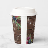 Rustiek hout Bourgondië Floral Lights Bridal Papieren Bekers (Links)