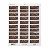 Rustiek Hout Bourgondië Floral Lights Trouwadres Etiket (Full Sheet)