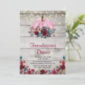 Rustiek Hout Bourgondië Vriendschappen Uitnodiging (Staand voorkant)