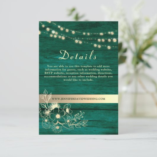 Rustiek Hout Bruiloft Details Website Informatiekaartje (Staand voorkant)