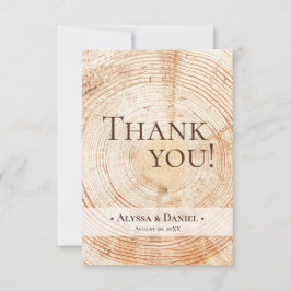 Rustiek hout bruiloft foto klein bedankkaart