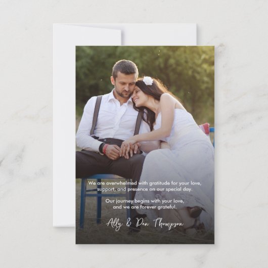 Rustiek hout bruiloft foto klein bedankkaart (Achterkant)