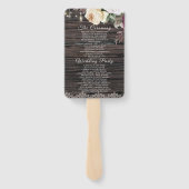 Rustiek hout bruiloft kant bloemenbruiloft program handwaaier (Achterkant)