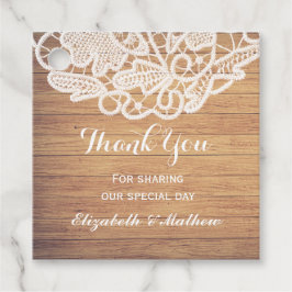 Rustiek hout bruiloft kant dank u bedankjes labels